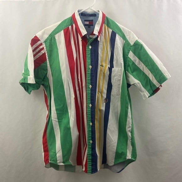 Tommy Hilfiger Other - Vintage Tommy Hilfiger Mens Size Small Multi Color Short Sleeve Button Up Shirt